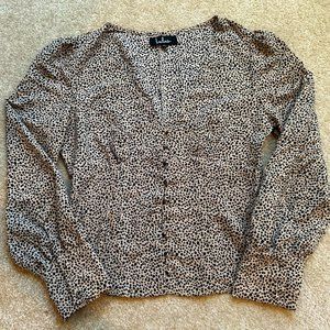 Sweet Spot Taupe Cheetah Print Long Sleeve Button-Up Top